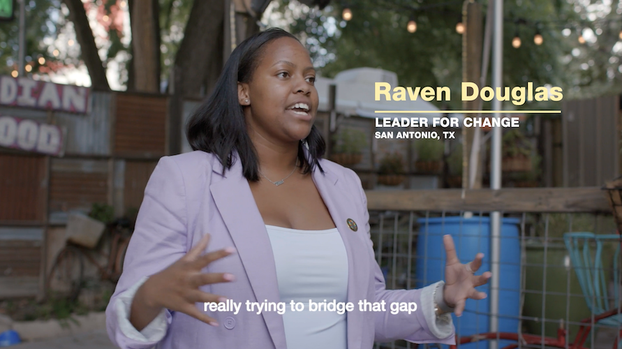 MOVE Texas Deputy Director, Raven Douglas, talking to MTV